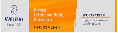 Weleda, Arnica Intensive Body Recovery, Sports Cream, 0.9 fl oz (26.6 ml) ,المكملات الغذائية، المثلية، أرنيكا مونتانا