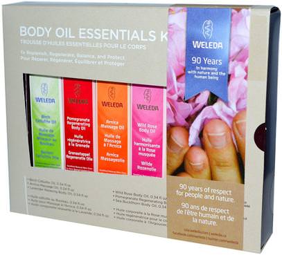Weleda, Body Oils, Essential Kit, 6 Oils, (0.34 fl oz Each) ,الصحة، الجلد، زيت التدليك