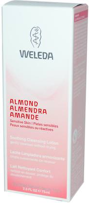 Weleda, Soothing Cleansing Lotion, Almond, 2.5 fl oz (75 ml) ,جمال، العناية بالوجه، منظفات الوجه، نوع الجلد الوردية، البشرة الحساسة