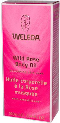 Weleda, Body Oil, Wild Rose, 3.4 fl oz (100 ml) ,الصحة، الجلد، زيت التدليك، حمام، الجمال، الزيوت العطرية الزيوت، زيت الورد