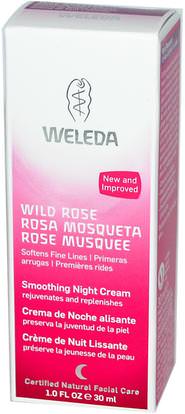 Weleda, Wild Rose, Smoothing Night Cream, 1.0 fl oz (30 ml) ,الجمال، العناية بالوجه، الكريمات المستحضرات، الأمصال، الصحة، الجلد، الكريمات الليلية