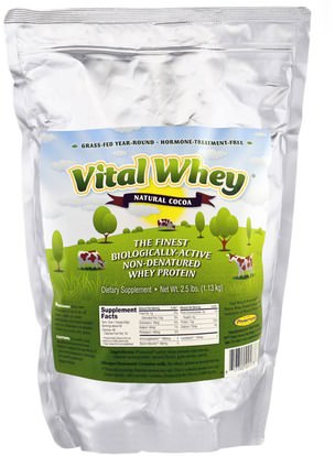 Well Wisdom, Vital Whey, Natural Cocoa, 2.5 lbs (1.13 kg) ,المكملات الغذائية، بروتين مصل اللبن، بروتين مصل اللبن أونديناتوريد