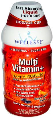 Wellesse Premium Liquid Supplements, Multi Vitamin+, Sugar Free, Natural Citrus Flavor, 16 fl oz (480 ml) ,الفيتامينات، الفيتامينات السائلة