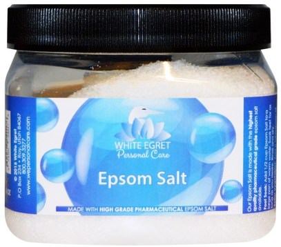 White Egret Personal Care, Epsom Salt, 16 oz ,حمام، الجمال، أملاح الاستحمام