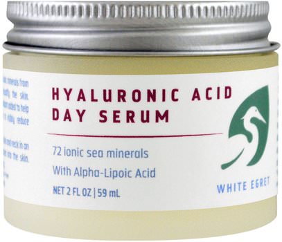 White Egret Personal Care, Hyaluronic Acid, Day Serum, 2 fl oz (59 ml) ,الصحة، الجلد، الكريمات اليوم، العناية بالبشرة