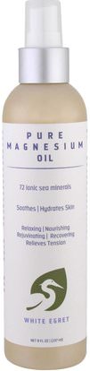 White Egret Personal Care, Pure Magnesium Oil, 8 fl oz (237 ml) ,المكملات الغذائية، المعادن، المغنيسيوم