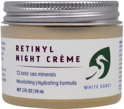 White Egret Personal Care, Retinyl Night Cream, 2 fl oz (59 ml) ,الجمال، العناية بالوجه، الكريمات المستحضرات، الأمصال، ريتينول الجلد