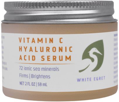 White Egret Personal Care, Vitamin C Hyaluronic Acid Serum, 2 fl oz (59 ml) ,الجمال، العناية بالوجه، نوع البشرة مكافحة الشيخوخة الجلد، فيتامين c