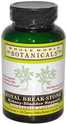 Whole World Botanicals, Royal Break-Stone, Kidney-Bladder Support, 400 mg, 120 Vegetarian Capsules ,الأعشاب، فيلانثوس، (تشانكا، بيدرا)