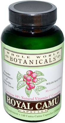 Whole World Botanicals, Royal Camu, 350 mg, 140 Capsules ,المكملات الغذائية، مضادات الأكسدة، كامو كامو - فيتامين ج الطبيعي