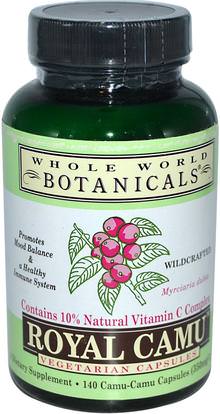 Whole World Botanicals, Royal Camu, 350 mg, 140 Vegetarian Capsules ,المكملات الغذائية، مضادات الأكسدة، كامو كامو - فيتامين ج الطبيعي