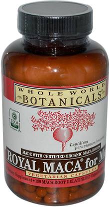 Whole World Botanicals, Royal Maca for Men, Gelatinized, 500 mg, 180 Vegetarian Capsules ,المكملات الغذائية، أدابتوغين، الرجال، ماكا