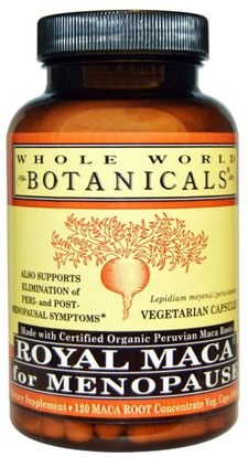 Whole World Botanicals, Royal Maca for Menopause, 500 mg, 120 Vegetarian Capsules ,المكملات الغذائية، أدابتوغين، الرجال، ماكا