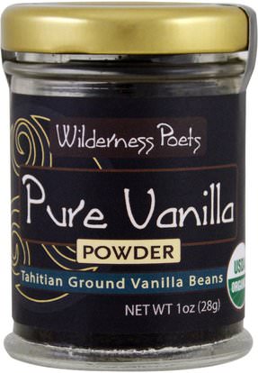 Wilderness Poets, Pure Vanilla Powder, Tahitian Ground Vanilla Beans, 1 oz (28 g) ,والمكملات الغذائية، والفاصوليا الفانيليا استخراج