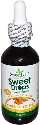 Wisdom Natural, Sweet Drops, Liquid Stevia Sweetener, English Toffee, 2 fl oz (60 ml) ,الطعام، المحليات، ستيفيا