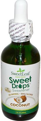 Wisdom Natural, SweetLeaf Liquid Stevia, Sweet Drops Sweetener, Coconut, 2 fl oz (60 ml) ,الغذاء، المحليات، ستيفيا السائل