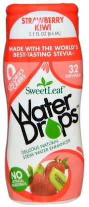 Wisdom Natural, SweetLeaf, Water Drops, Stevia Water Enhancer, Strawberry Kiwi, 2.1 fl oz (64 ml) ,الغذاء، المحليات
