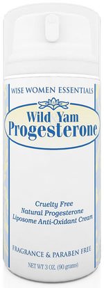 Wise Essentials, Wild Yam Progesterone, 3 oz (90 g) ,والصحة، والنساء، ومنتجات كريم البروجسترون، وانقطاع الطمث