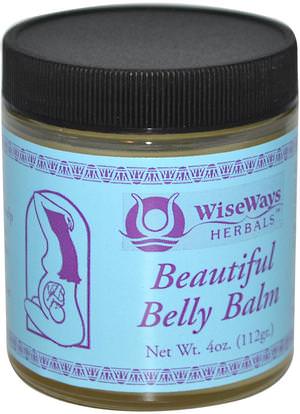 WiseWays Herbals, LLC, Beautiful Belly Balm, 4 oz (112 g) ,والصحة، والجلد، وتمتد علامات ندبات