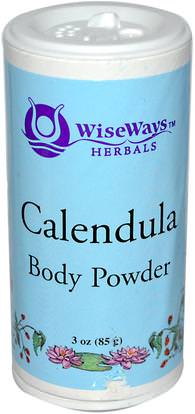 WiseWays Herbals, LLC, Calendula Body Powder, 3 oz (85 g) ,حمام، الجمال، قدم قدم الرعاية