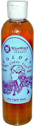 WiseWays Herbals, LLC, Golden, Apple Cider Vinegar Hair Rinse, 8 fl oz ,المكملات الغذائية، خل التفاح، الشعر، فروة الرأس