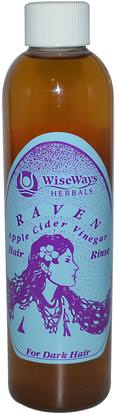 WiseWays Herbals, LLC, Raven, Apple Cider Vinegar Hair Rinse, 8 fl oz ,المكملات الغذائية، خل التفاح، الشعر، فروة الرأس