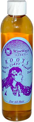 WiseWays Herbals, LLC, Roots Apple Cider Vinegar, Hair Tonic, 8.4 oz (250 ml) ,حمام، الجمال، الشعر، فروة الرأس، الشامبو، مكيف، مكيفات