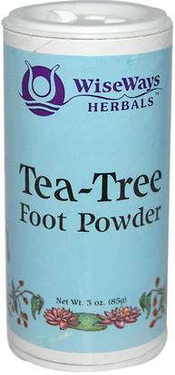 WiseWays Herbals, LLC, Tea-Tree Foot Powder, 3 oz (85 g) ,الصحة، الجلد، شجرة الشاي، منتجات شجرة الشاي، حمام، الجمال، قدم الرعاية القدم