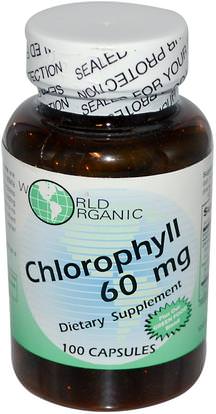 World Organic, Chlorophyll, 60 mg, 100 Capsules ,المكملات الغذائية، الكلوروفيل