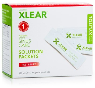 Xlear, Sinus Care Solution Packets, Fast Relief, 20 Count, 6 g Each ,والصحة الأنفية، وغسل الأنف، والرعاية الجيوب الأنفية