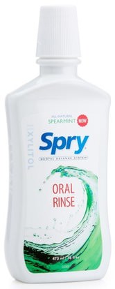 Xlear, Spry, Oral Rinse, Spearmint, 16 fl oz (473 ml) ,حمام، الجمال، العناية بالأسنان عن طريق الفم، إكسيليتول عن طريق الفم الرعاية، غسول الفم