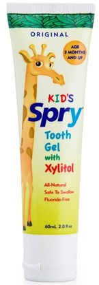 Xlear, Kids Spry, Tooth Gel with Xylitol, Original, 2.0 fl oz (60 ml) ,حمام، الجمال، العناية بالفم عن طريق الفم، إكسيليتول العناية بالفم، معجون الأسنان