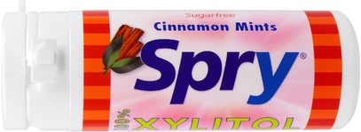 Xlear, Spry, Cinnamon Mints, 45 Count, 25 g ,حمام، الجمال، العناية بالأسنان عن طريق الفم، إكسيليتول الصمغ الحلوى