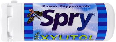Xlear, Spry Power Peppermints, 45 Count, 25 g ,حمام، الجمال، العناية بالأسنان عن طريق الفم، إكسيليتول الصمغ الحلوى