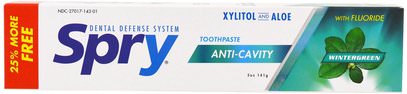 Xlear, Spry Toothpaste, Anti-Cavity with Flouride, Natural Wintergreen, 5 oz (141 g) ,حمام، الجمال، العناية بالفم عن طريق الفم، إكسيليتول العناية بالفم، معجون الأسنان