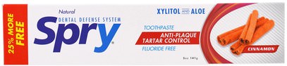 Xlear, Spry Toothpaste, Anti-Plaque Tartar Control, Fluoride Free, Cinnamon, 5 oz (141 g) ,حمام، الجمال، العناية بالفم عن طريق الفم، إكسيليتول العناية بالفم، معجون الأسنان