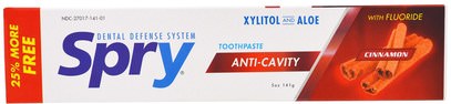 Xlear, Spry, Toothpaste with Fluoride, Anti-Cavity, Cinnamon, 5 oz (141 g) ,حمام، الجمال، العناية بالفم عن طريق الفم، إكسيليتول العناية بالفم، معجون الأسنان