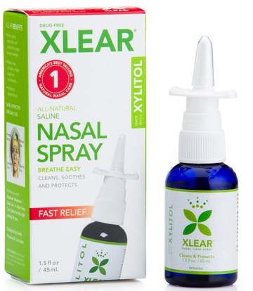 Xlear, Xylitol Saline Nasal Spray, Fast Relief, 1.5 fl oz (45 ml) ,حمام، الجمال، العناية بالأسنان عن طريق الفم، إكسيليتول العناية بالفم، الصحة، صحة الأنف، بخاخ الأنف