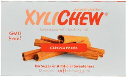 Xylichew Gum, Cinnamon, 12 Pieces ,حمام، الجمال، العناية بالأسنان الفم، النعناع الأسنان اللثة، العلكة، إكسيليتول الصمغ الحلوى