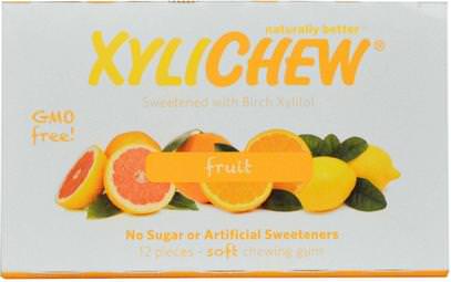 Xylichew Gum, Fruit, 12 Pieces ,حمام، الجمال، العناية بالأسنان الفم، النعناع الأسنان اللثة، العلكة، إكسيليتول الصمغ الحلوى