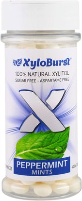 Xyloburst, Peppermint Mints, 200 Pieces, 4.23 oz (120 g) ,حمام، الجمال، العناية بالأسنان عن طريق الفم، النعناع الأسنان اللثة، إكسيليتول الصمغ الحلوى