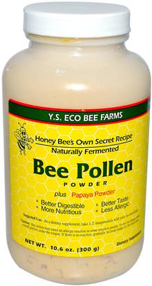 Y.S. Eco Bee Farms, Bee Pollen Powder, Plus Papaya Powder, 10.6 oz (300 g) ,المكملات الغذائية، منتجات النحل، لقاح النحل