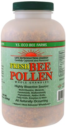 Y.S. Eco Bee Farms, Fresh Bee Pollen Whole Granules, 16.0 oz (454 g) ,المنتجات المثلجة المبردة، المكملات الغذائية، لقاح النحل