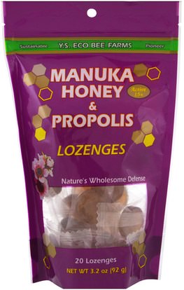 Y.S. Eco Bee Farms, Manuka Honey & Propolis Lozenges, 20 Lozenges, 3.2 oz (92 g) ,المكملات الغذائية، منتجات النحل