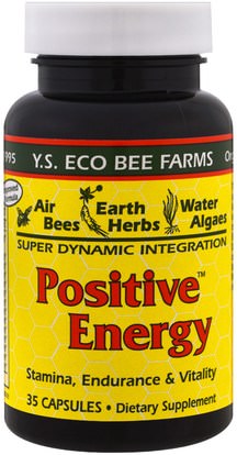 Y.S. Eco Bee Farms, Positive Energy, 35 Capsules ,المكملات الغذائية، منتجات النحل، لقاح النحل