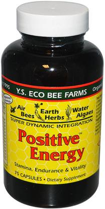 Y.S. Eco Bee Farms, Positive Energy, 75 Capsules ,الصحة، الطاقة، المكملات الغذائية، منتجات النحل، لقاح النحل