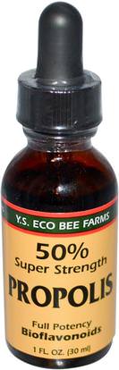 Y.S. Eco Bee Farms, Propolis, 50% Super Strength, 1 fl oz (30 ml) ,المكملات الغذائية، منتجات النحل، دنج النحل