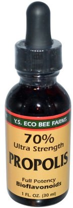 Y.S. Eco Bee Farms, Propolis, 70% Ultra Strength, 1 fl oz (30 ml) ,المكملات الغذائية، منتجات النحل، دنج النحل