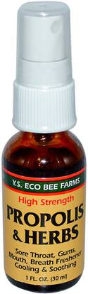 Y.S. Eco Bee Farms, Propolis & Herbs, High Strength, Spray, 1 fl oz (30 ml) ,المكملات الغذائية، منتجات النحل، دنج النحل
