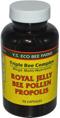 Y.S. Eco Bee Farms, Royal Jelly, Bee Pollen, Propolis, 90 Capsules ,المكملات الغذائية، منتجات النحل، هلام الملكي